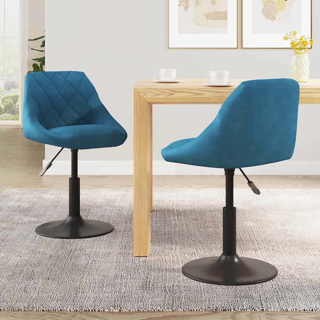 vidaXL Chaises de salle à manger pivotantes 2 pcs Velours bleu