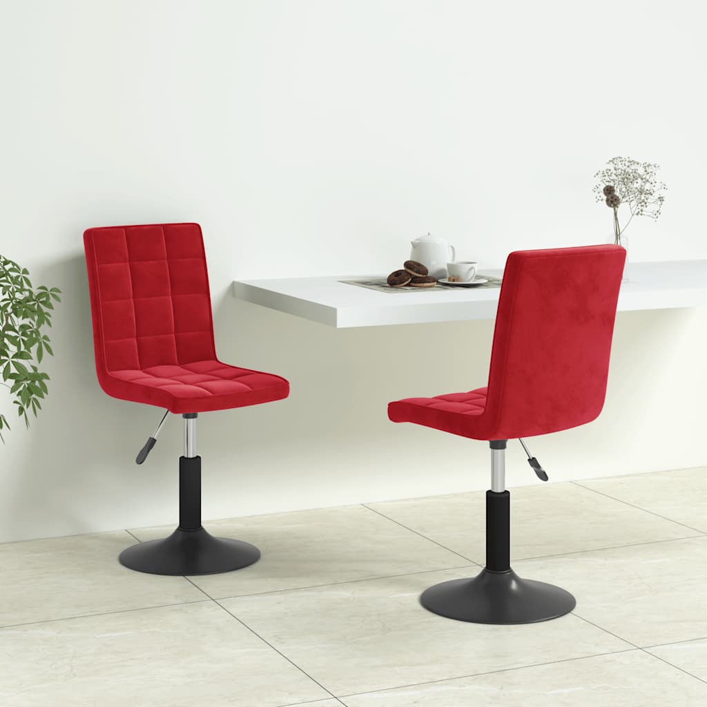 vidaXL Chaises de salle à manger pivotantes 2 pcs Velours rouge bordeaux