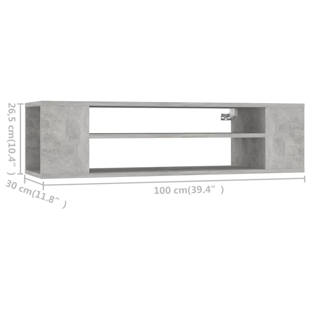 vidaXL TV-Hängeschrank Betongrau 100x30x26,5 cm Holzwerkstoff