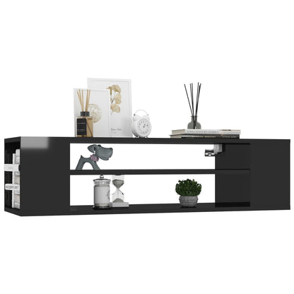 vidaXL Meuble TV suspendu noir brillant 100x30x26,5 cm Aggloméré
