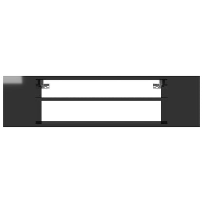 vidaXL Meuble TV suspendu noir brillant 100x30x26,5 cm Aggloméré