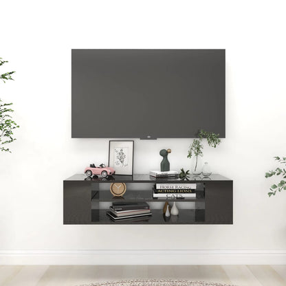 vidaXL Meuble TV suspendu noir brillant 100x30x26,5 cm Aggloméré