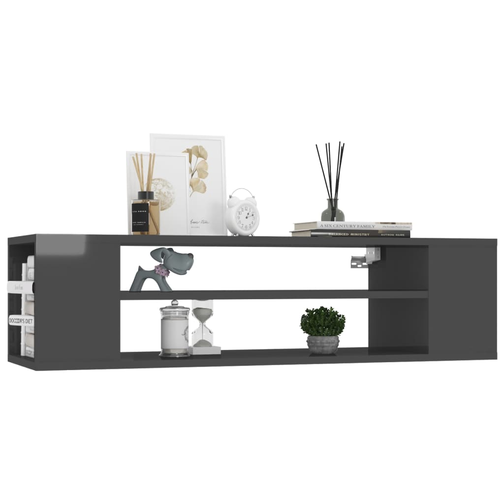 vidaXL TV-Hängeschrank Hochglanz-Grau 100x30x26,5 cm Holzwerkstoff