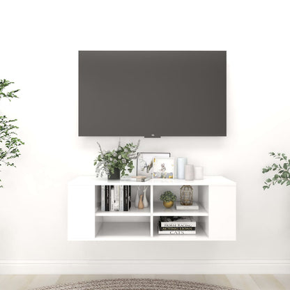 Meuble TV mural vidaXL blanc 102x35x35 cm Aggloméré