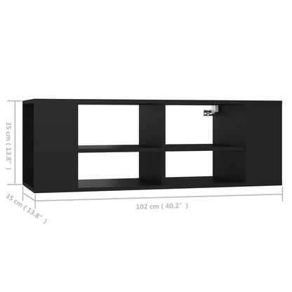 vidaXL Meuble TV mural noir 102x35x35 cm Aggloméré