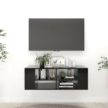 vidaXL Meuble TV mural noir 102x35x35 cm Aggloméré