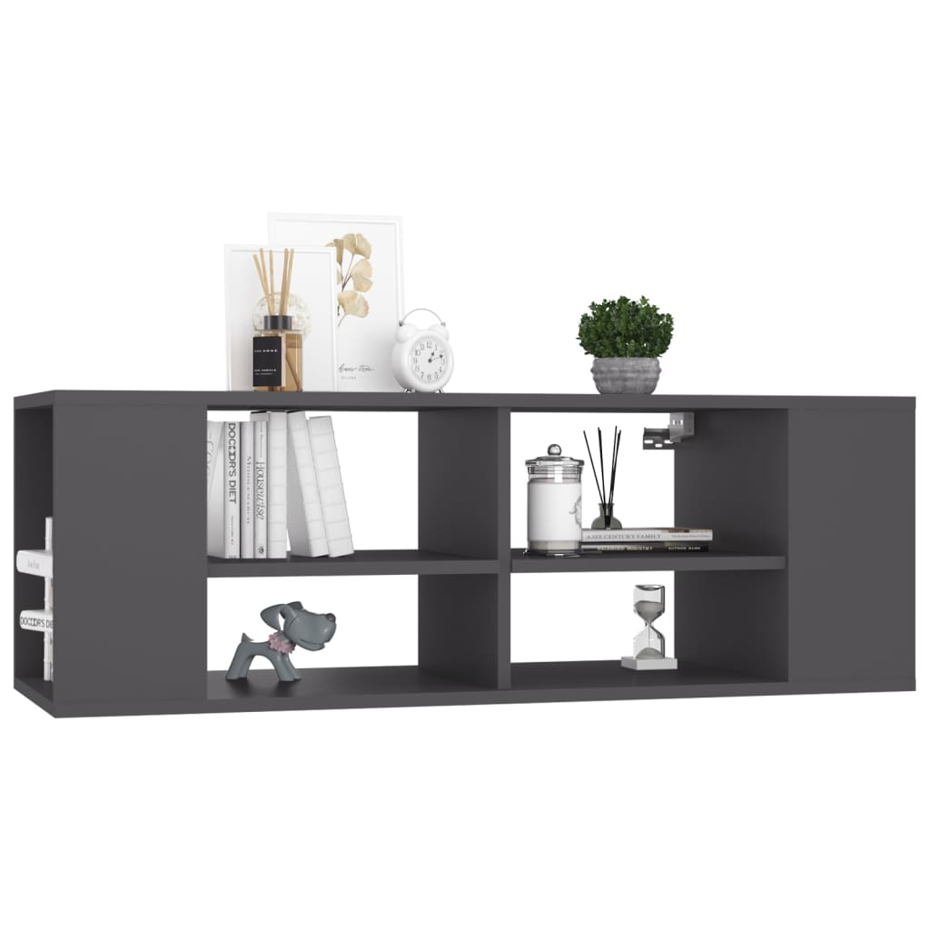 vidaXL Meuble TV mural gris 102x35x35 cm Aggloméré
