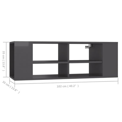 vidaXL Meuble TV mural gris 102x35x35 cm Aggloméré