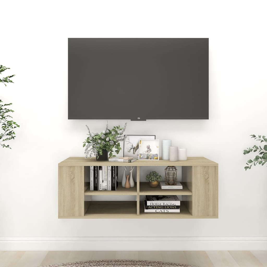 vidaXL Meuble TV mural chêne Sonoma 102x35x35 cm Aggloméré