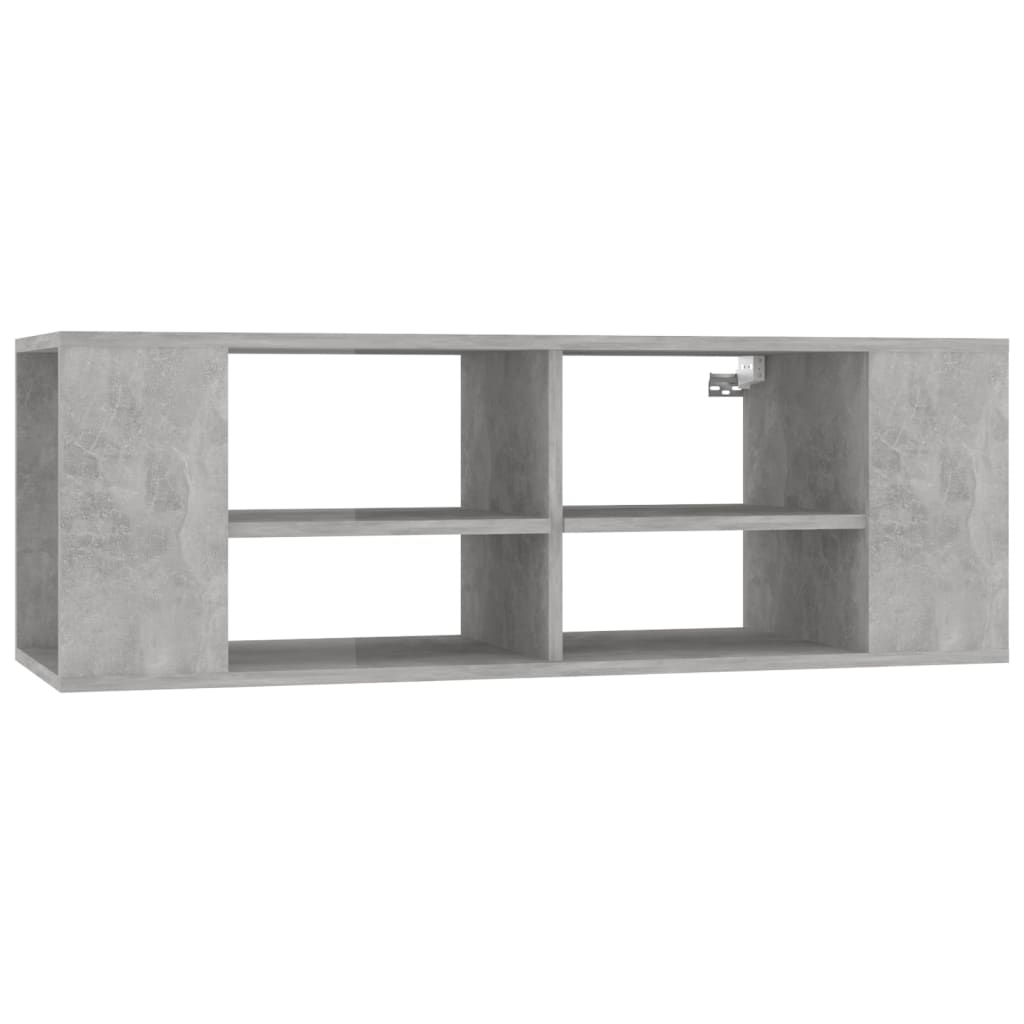 vidaXL Meuble TV mural gris béton 102x35x35 cm Aggloméré
