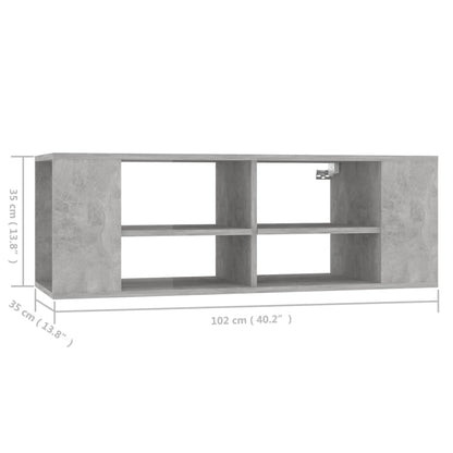 vidaXL Meuble TV mural gris béton 102x35x35 cm Aggloméré