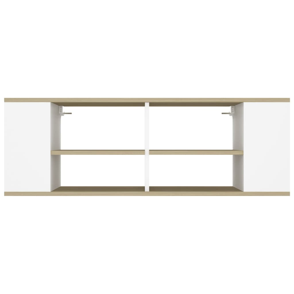 vidaXL Meuble TV mural Chêne Sonoma blanc 102 x 35 x 35 cm Bois d'ingénierie