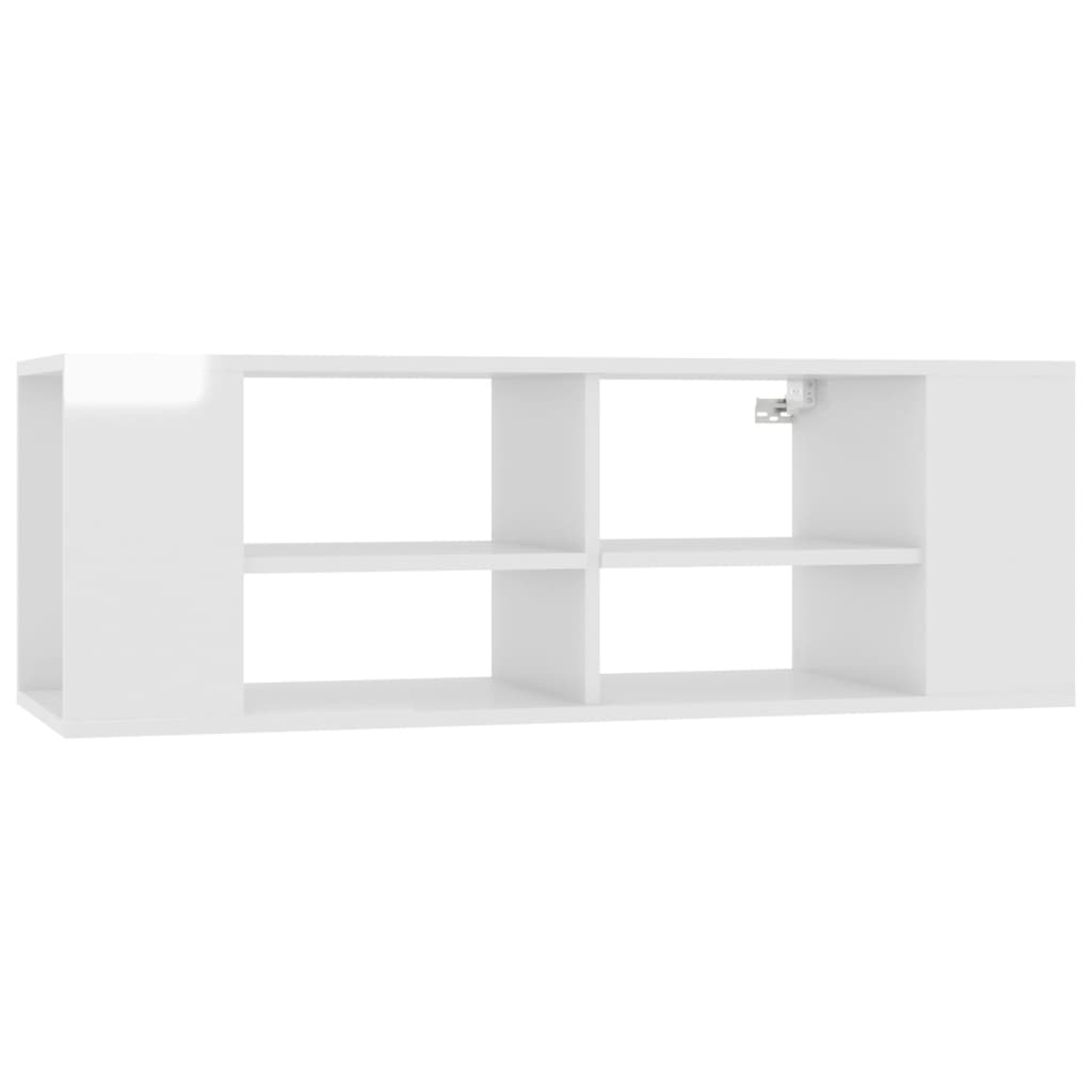 vidaXL Meuble TV mural blanc brillant 102x35x35 cm Aggloméré