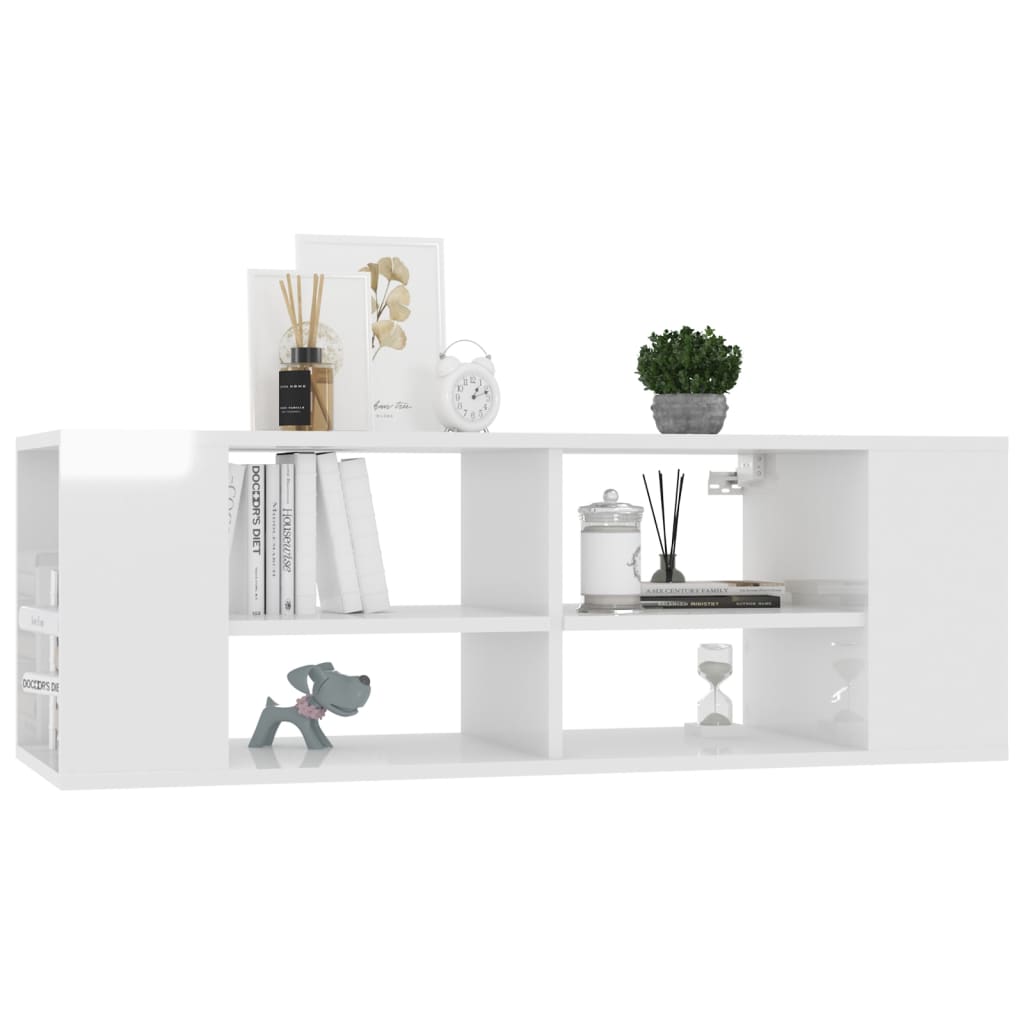 vidaXL Meuble TV mural blanc brillant 102x35x35 cm Aggloméré