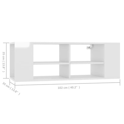 vidaXL Meuble TV mural blanc brillant 102x35x35 cm Aggloméré