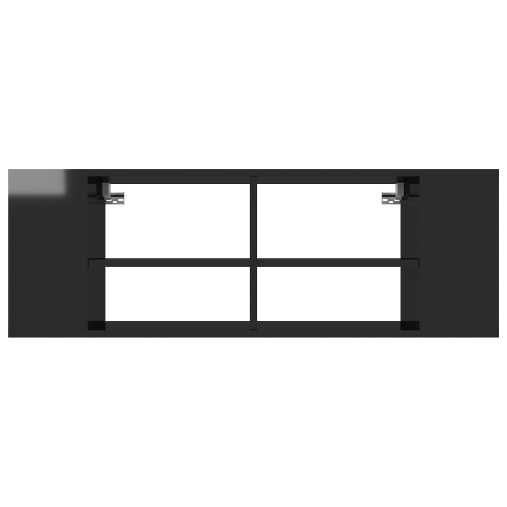 vidaXL Meuble TV mural noir brillant 102x35x35 cm Aggloméré