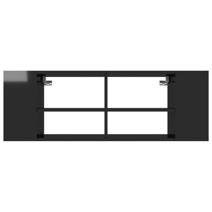 vidaXL Meuble TV mural noir brillant 102x35x35 cm Aggloméré