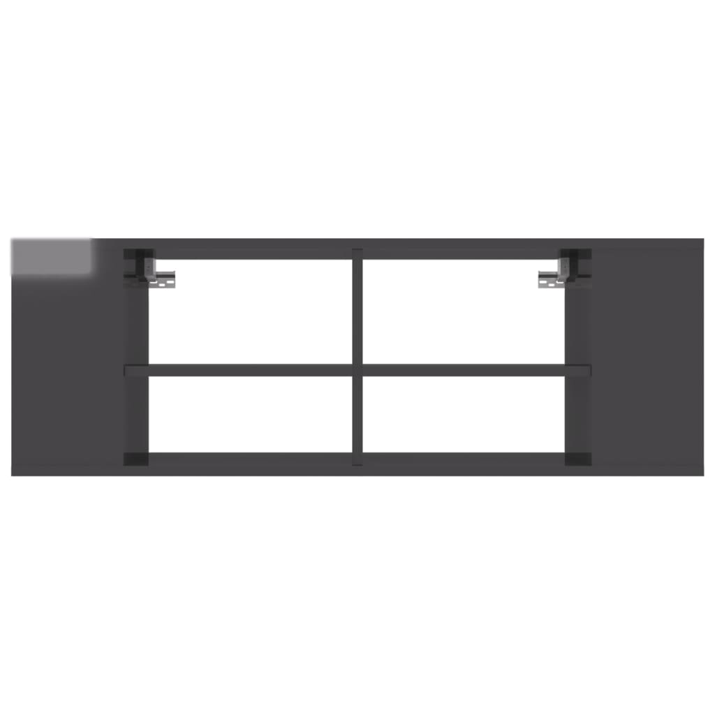 Meuble TV mural vidaXL gris brillant 102x35x35 cm Aggloméré