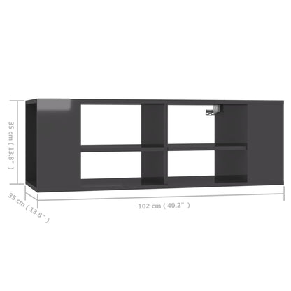 Meuble TV mural vidaXL gris brillant 102x35x35 cm Aggloméré