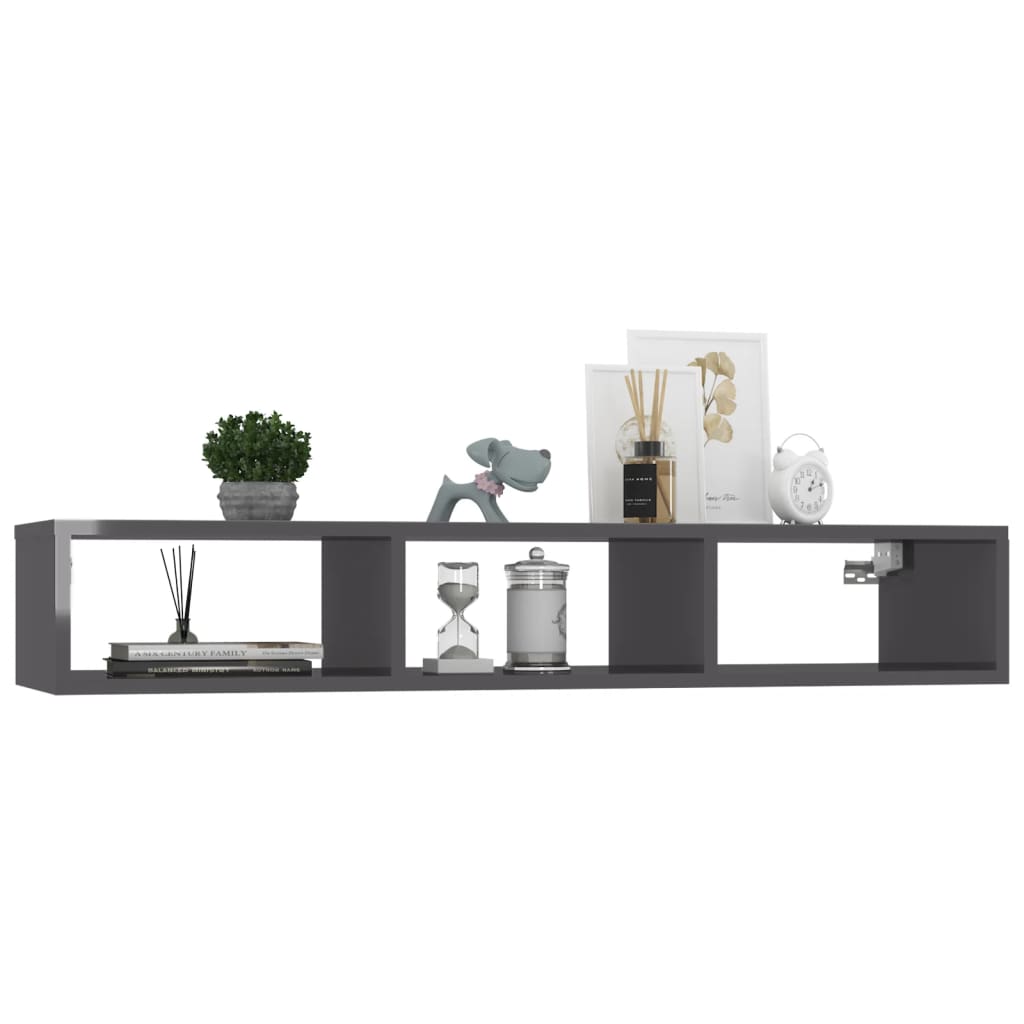 vidaXL Wandregal Hochglanz-Grau 102x30x17 cm Holzwerkstoff