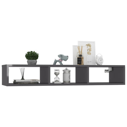 vidaXL Wandregal Hochglanz-Grau 102x30x17 cm Holzwerkstoff