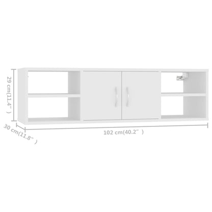vidaXL Wandregal Weiß 102x30x29 cm Holzwerkstoff