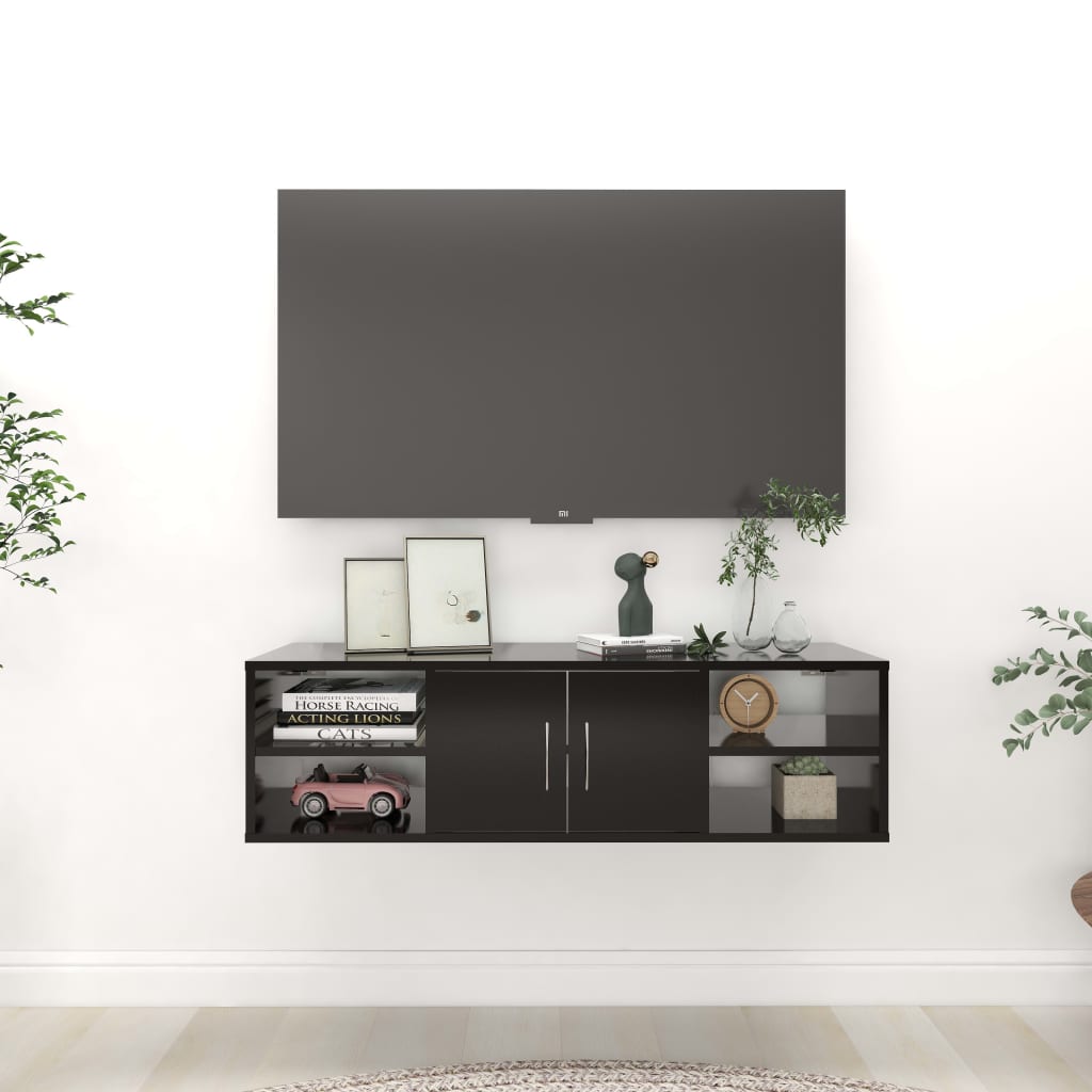 vidaXL Étagère murale noire 102x30x29 cm Bois d'ingénierie
