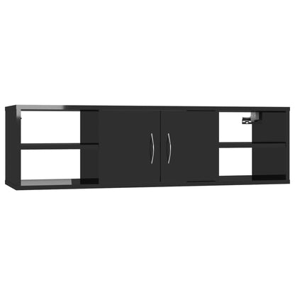vidaXL Wandregal Hochglanz-Schwarz 102x30x29 cm Holzwerkstoff