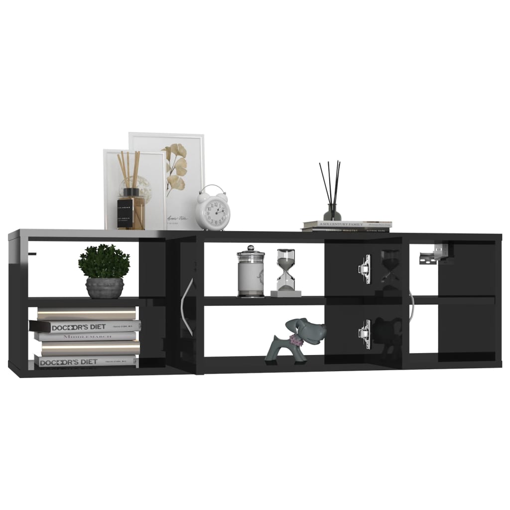 vidaXL Wandregal Hochglanz-Schwarz 102x30x29 cm Holzwerkstoff