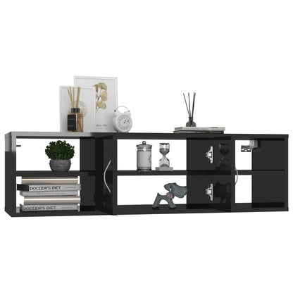 vidaXL Wandregal Hochglanz-Schwarz 102x30x29 cm Holzwerkstoff