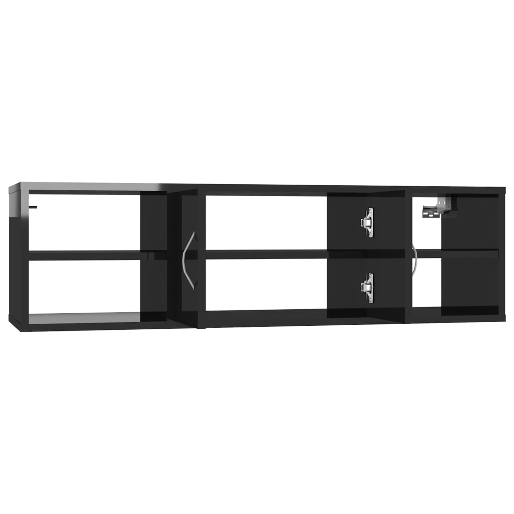 vidaXL Wandregal Hochglanz-Schwarz 102x30x29 cm Holzwerkstoff