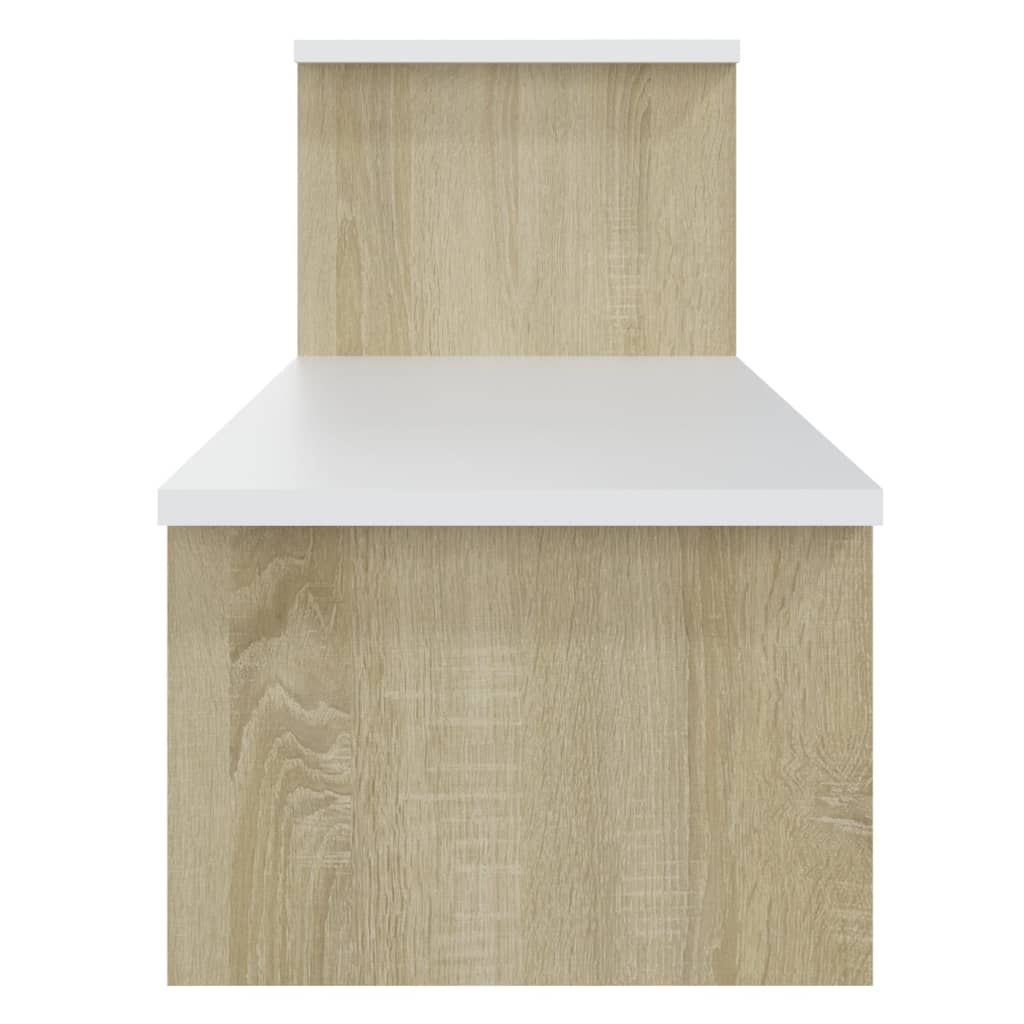 vidaXL Meuble TV chêne Sonoma blanc 180x30x43 cm bois d'ingénierie