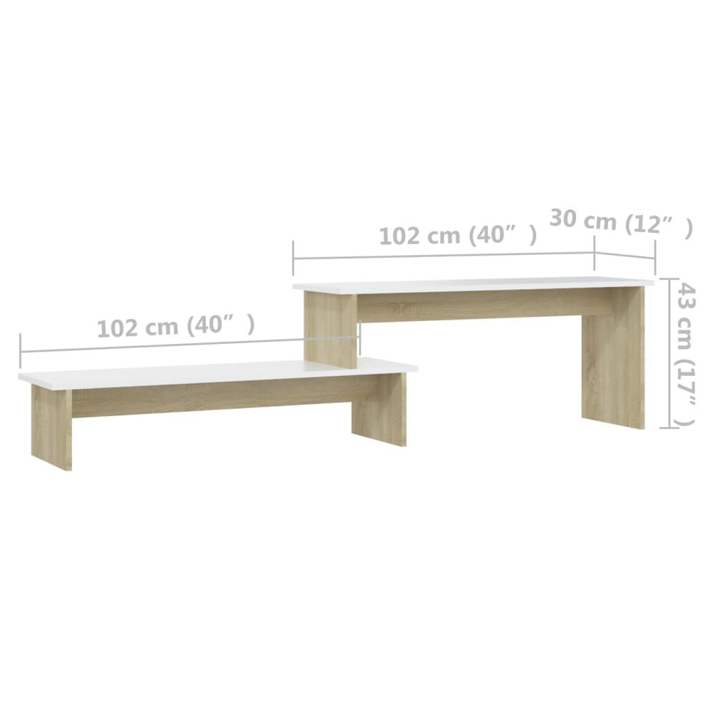 vidaXL Meuble TV chêne Sonoma blanc 180x30x43 cm bois d'ingénierie