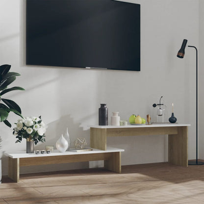 vidaXL Meuble TV chêne Sonoma blanc 180x30x43 cm bois d'ingénierie