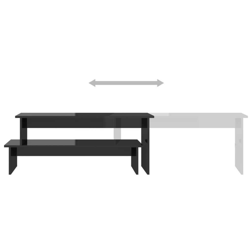 vidaXL Meuble TV Noir brillant 180x30x43 cm Bois d'ingénierie