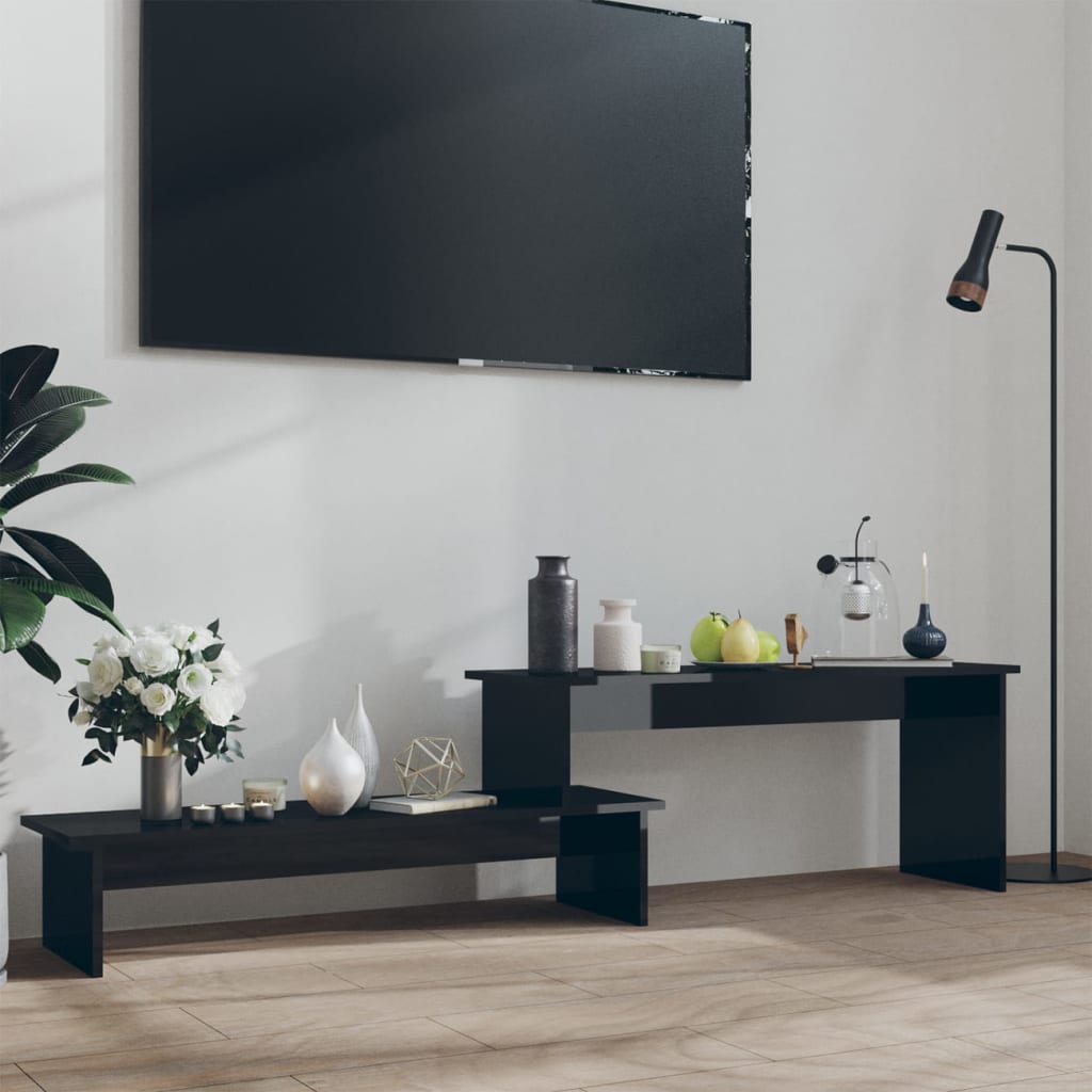 vidaXL Meuble TV Noir brillant 180x30x43 cm Bois d'ingénierie