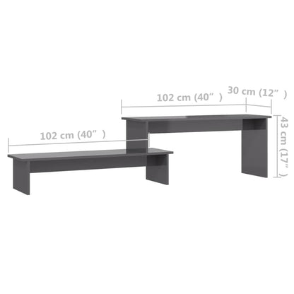 vidaXL Meuble TV gris brillant 180x30x43 cm Bois d'ingénierie