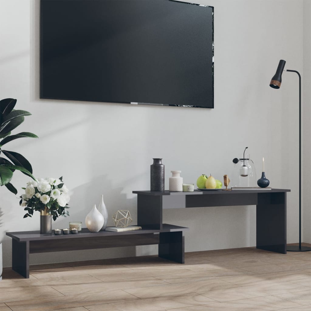 vidaXL Meuble TV gris brillant 180x30x43 cm Bois d'ingénierie