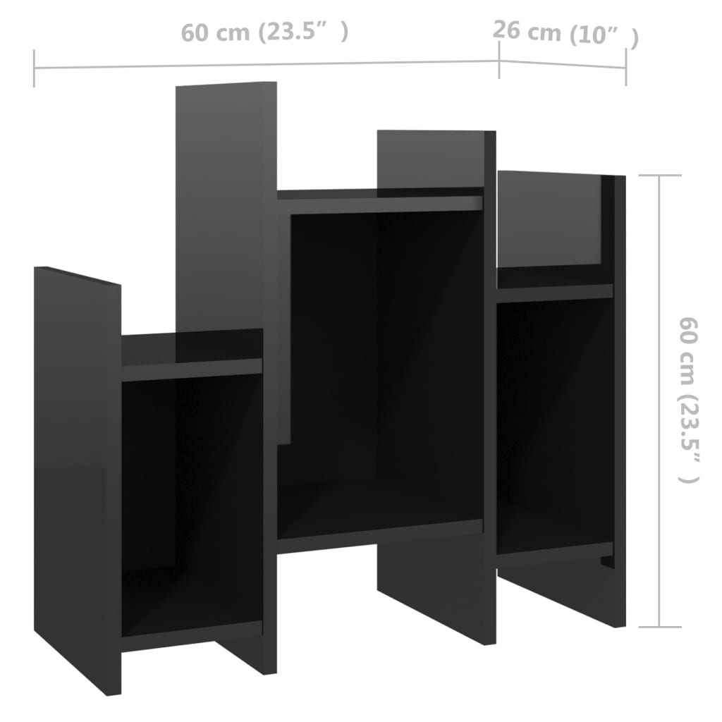 vidaXL Étagère murale suspendue noire haute brillance 60x26x60 cm Bois d'ingénierie