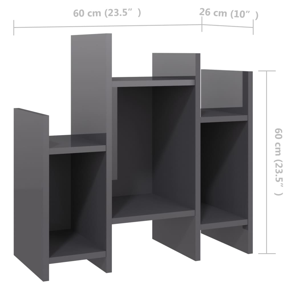 vidaXL Regalschrank Hochglanz-Grau 60x26x60 cm Holzwerkstoff