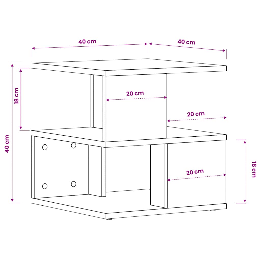 vidaXL Beistelltisch Sonoma-Eiche 40x40x40 cm Holzwerkstoff