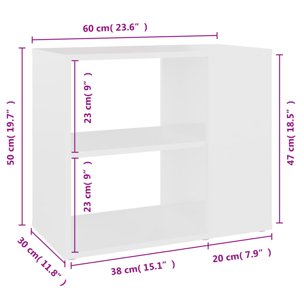 vidaXL Beistelltisch Weiß 60x30x50 cm Holzwerkstoff
