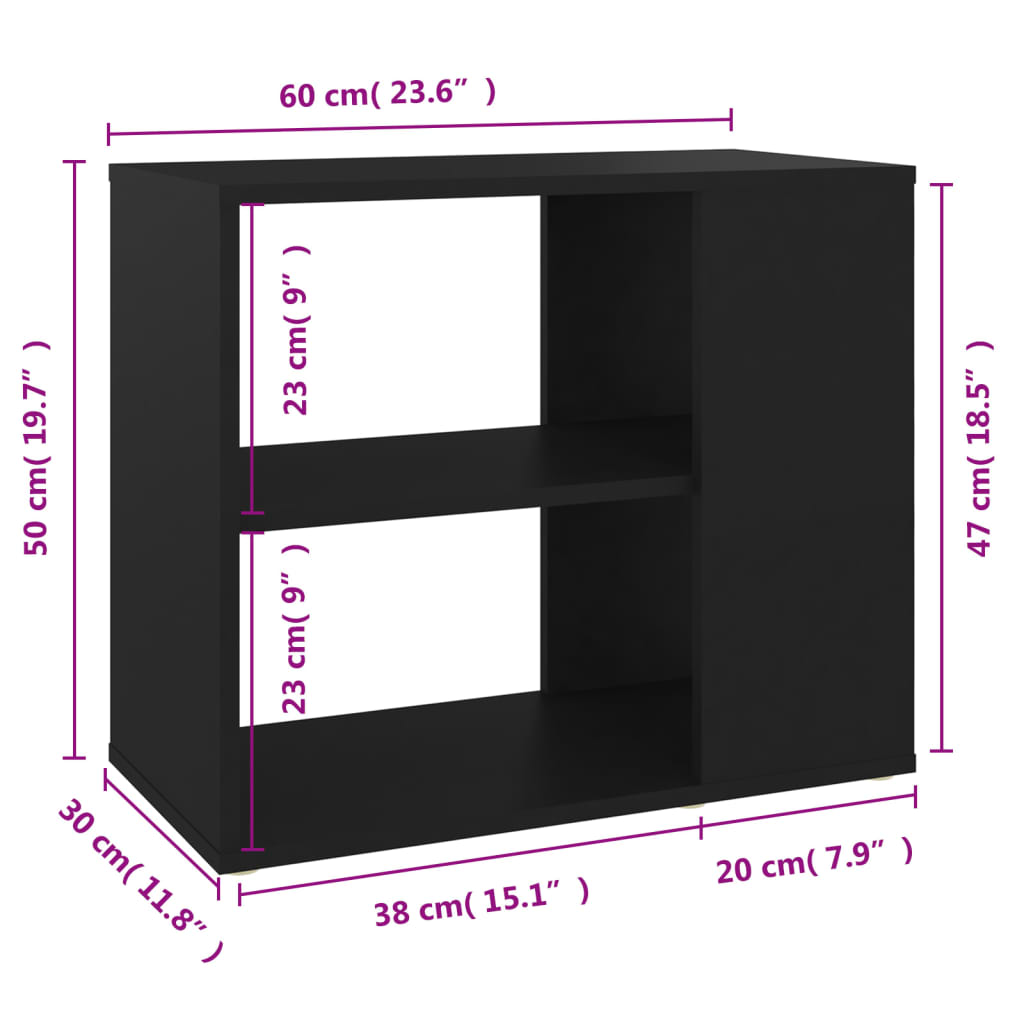 vidaXL Beistelltisch Schwarz 60x30x50 cm Holzwerkstoff