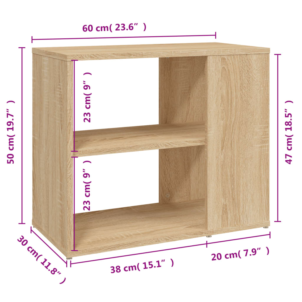 vidaXL Table d'appoint Chêne Sonoma 60x30x50 cm Bois d'ingénierie