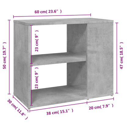 vidaXL Table d'appoint Gris béton 60x30x50 cm Bois d'ingénierie