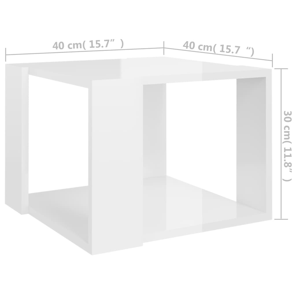 vidaXL Couchtisch Hochglanz-Weiß 40x40x30 cm Holzwerkstoff