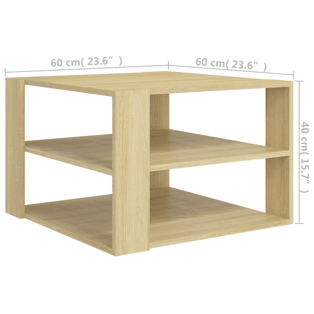 vidaXL Couchtisch Sonoma-Eiche 60x60x40 cm Holzwerkstoff