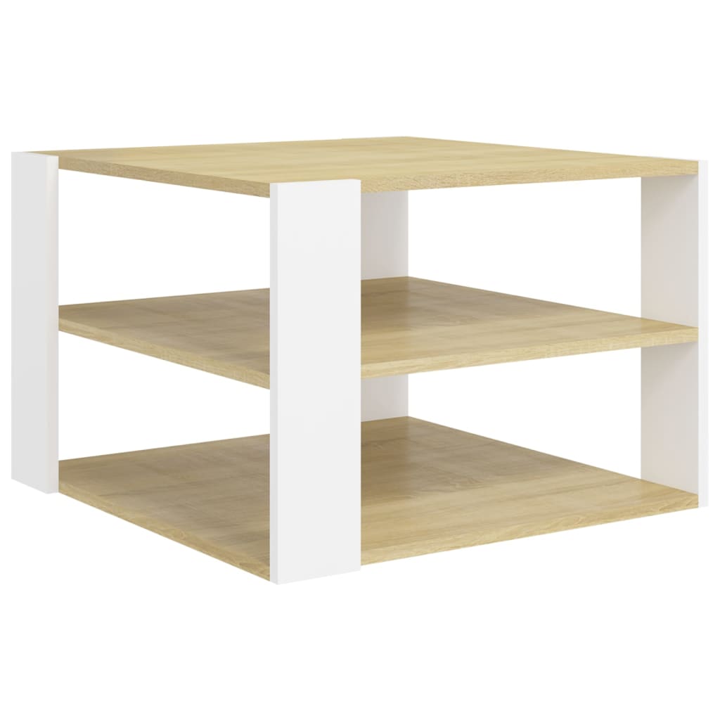 vidaXL Table basse chêne Sonoma blanc 60x60x40 cm aggloméré