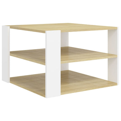 vidaXL Table basse chêne Sonoma blanc 60x60x40 cm aggloméré