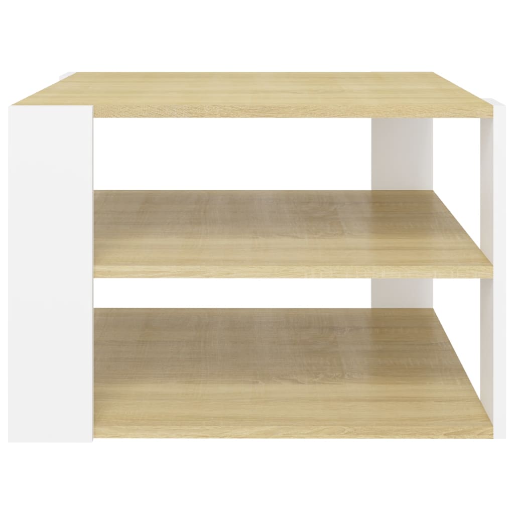 vidaXL Table basse chêne Sonoma blanc 60x60x40 cm aggloméré